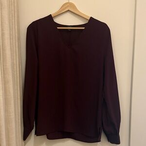 Halogen Deep Burgundy V-Neck Blouse